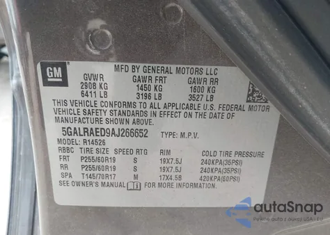 2010 Buick Enclave Cx z USA, uszkodzony, nr VIN 5GALRAED9AJ266652